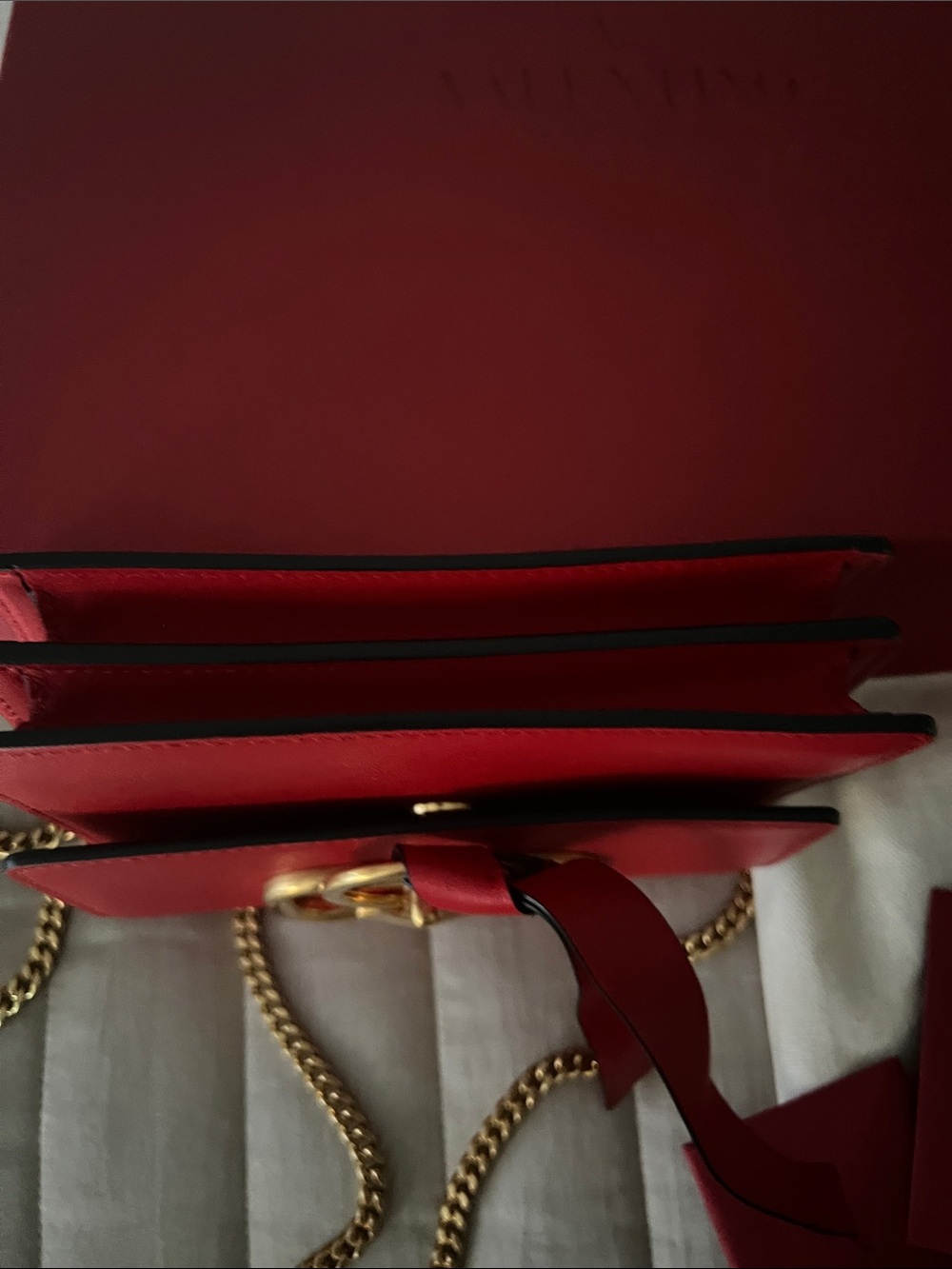 Valentino Red Mini VLogo Shoulder Bag with Gold Hardware - Picture 6 of 16